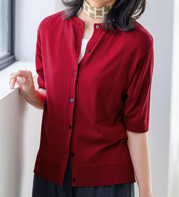 BELLUNA（ベルーナ）の「ヒンヤリ冷感！洗える５分袖カーディガン（ニットカーディガン）」｜詳細画像