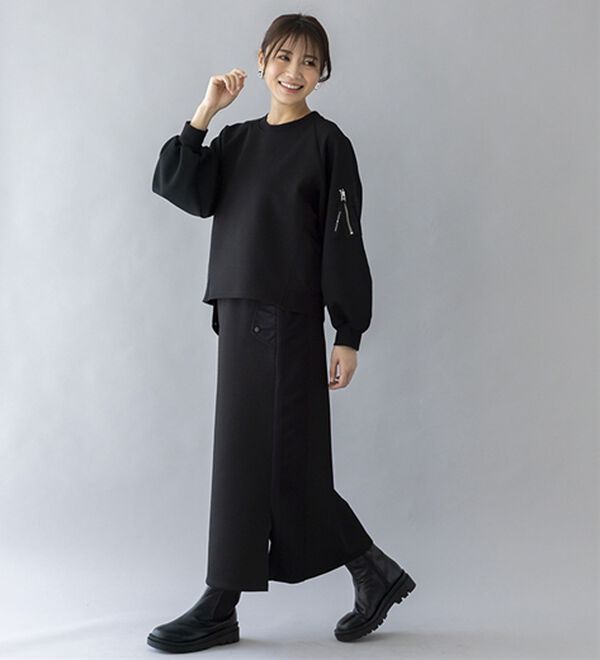 BELLUNA（ベルーナ）の「【ＳＭＡＲＴ　ＥＣＯ　ＪＥＲＳＥＹ】異素材切替スカート（ロングスカート）」｜詳細画像