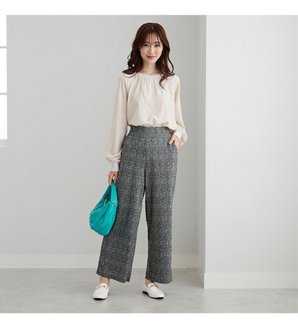 BELLUNA（ベルーナ）の「ぐんぐん伸びてラク！ジャカードワイドパンツ（ワイドパンツ・ガウチョ）」｜詳細画像