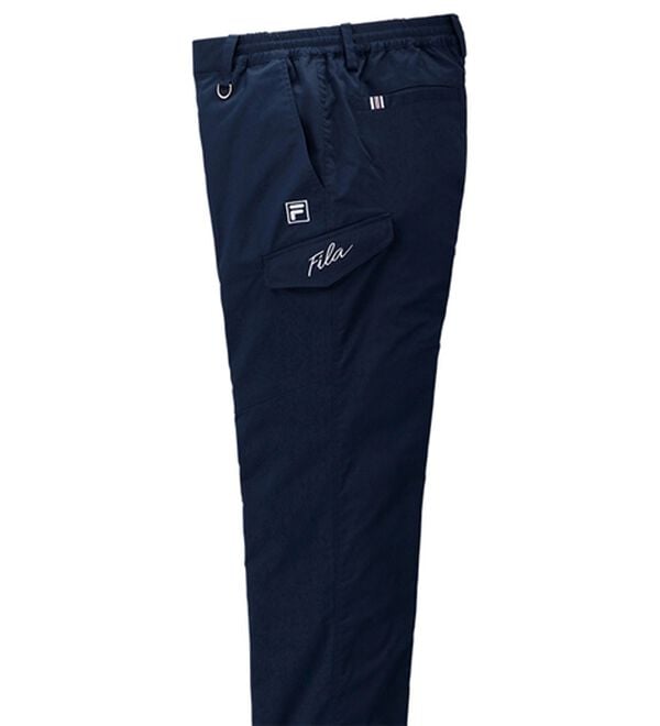 「＜フィラ＞裏フリースすっきりカーゴパンツ（メンズフルレングスパンツ）」｜ネイビー