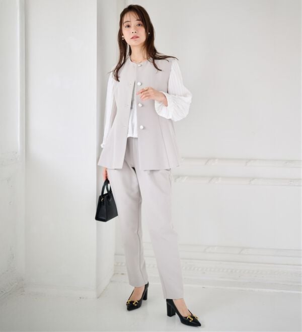 2点セット】防シワ！ペプラムベストセットアップ - ベルーナ【公式】