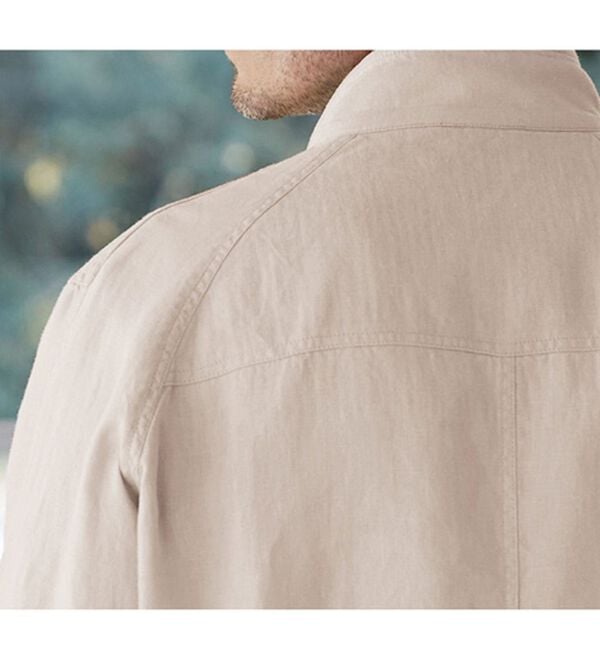 「さっと羽織れる麻１００％ライダースブルゾン（メンズジャケット）」｜詳細画像