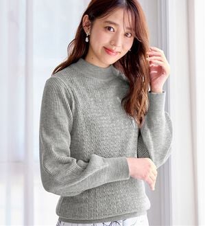 alotta（アロッタ）の「洗える！カシミヤタッチミニケーブルニット（ニット・セーター）」｜杢グレー