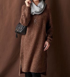 BELLUNA（ベルーナ）の「アルパカ入りラグランニットワンピース（ニットワンピース）」｜詳細画像