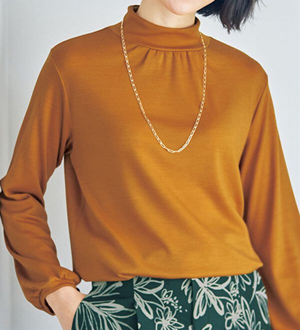 VINNO（ヴィノ）の「＜日本製＞シルキーウール１００％ハイネックチュニック（チュニック）」｜詳細画像