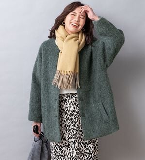 ルフラン（ルフラン）の「こなれシャギーコート（ハーフコート）」｜グレー系
