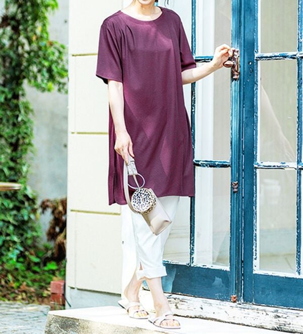 BELLUNA（ベルーナ）の「【接触冷感】かのこ素材タックデザインチュニックワンピース（その他ワンピース）」｜詳細画像