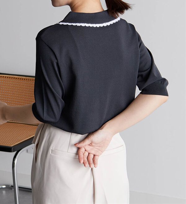 衿レースデザインサマーニット - ベルーナ【公式】