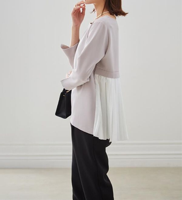 RANAN（ラナン）の「楽ちんキレイ見え！バックプリーツセットアップ（ブラウススーツ）」｜詳細画像