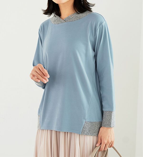 BELLUNA（ベルーナ）の「ワイドネックデザイン配色切替プルオーバー（カットソー）」｜詳細画像