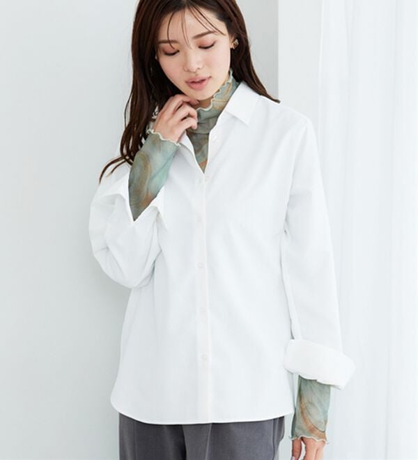 BELLUNA（ベルーナ）の「【重ね着インナー】シアー素材ハイネックインナープルオーバー（カットソー）」｜詳細画像