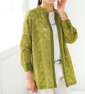 BELLUNA（ベルーナ）の「ビンテージレース素材シャツチュニック（チュニック）」｜イエロー