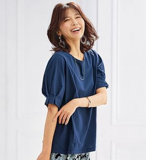 BELLUNA（ベルーナ）の「ヒンヤリ！袖タックデザインプルオーバー（カットソー）」｜ロイヤルブルー