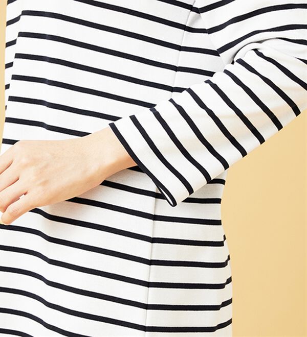 BELLUNA（ベルーナ）の「柔らかポンチ素材ボーダープルオーバー（カットソー）」｜詳細画像