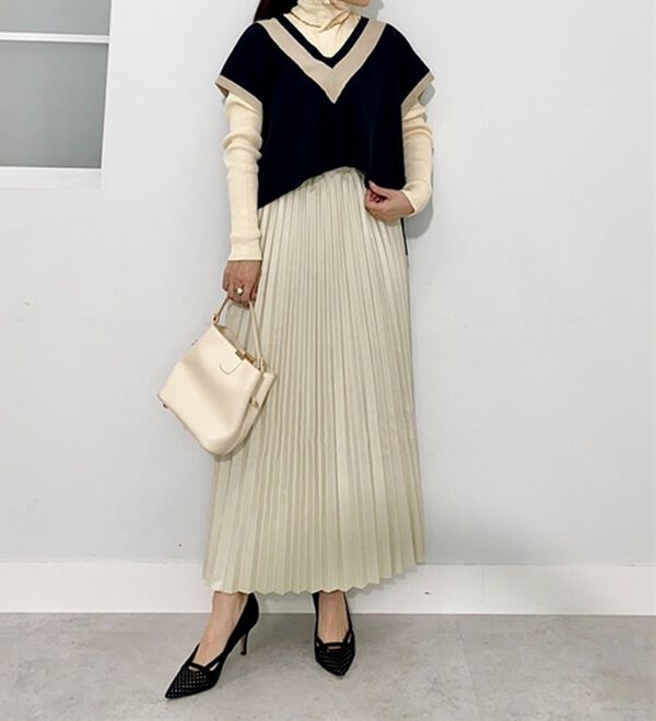 BELLUNA（ベルーナ）の「【低身長さん向け】重ねて可愛い配色ニットベスト（ベスト）」｜詳細画像