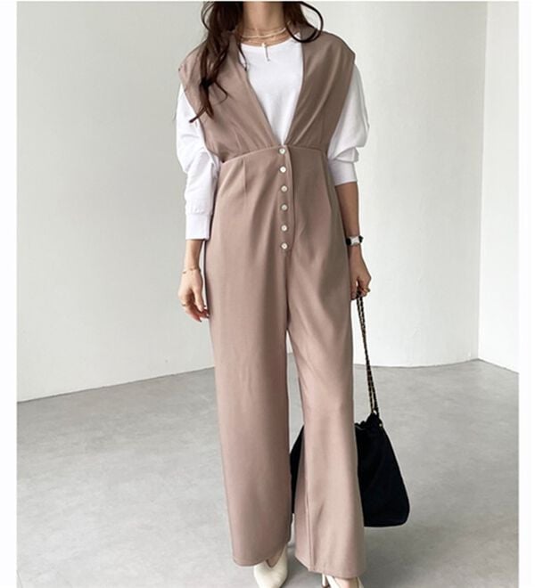 GeeRA（ジーラ）の「深Ｖネックフレンチスリーブサロペット（その他ワンピース）」｜詳細画像