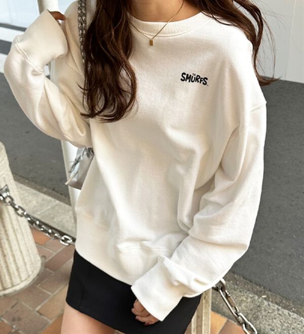 GeeRA（ジーラ）の「【スマーフ】コラボプリントスウェット（メンズカットソー）」｜詳細画像