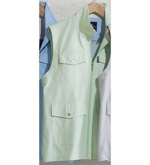 「爽やかサマーコードレーン多ポケットベスト（メンズベスト）」｜ミント