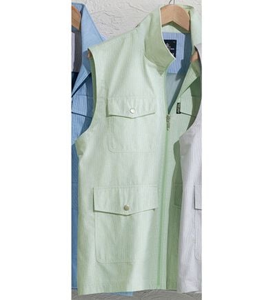 「爽やかサマーコードレーン多ポケットベスト（メンズベスト）」