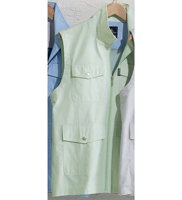 「爽やかサマーコードレーン多ポケットベスト（メンズベスト）」｜ミント