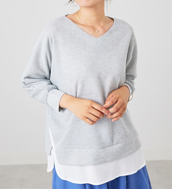 BELLUNA（ベルーナ）の「ラメ調レイヤード風プルオーバー（カットソー）」｜詳細画像