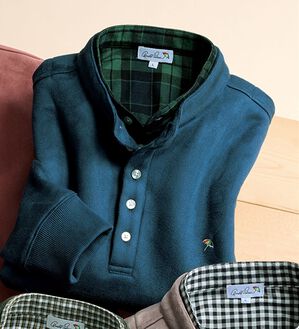 「＜アーノルド　パーマー＞スエード調ダブル衿トレーナー（メンズトレーナー）」｜ブルー