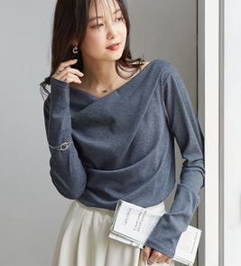 RANAN（ラナン）の「【新色追加】上品ドレープリブロングＴシャツ（カットソー）」