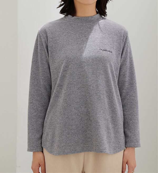 BELLUNA（ベルーナ）の「ロゴ刺しゅう裏起毛ニットソーチュニック（カットソー）」｜詳細画像