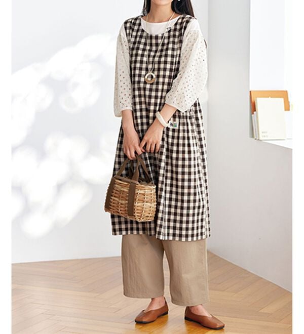 BELLUNA（ベルーナ）の「＜ｍｏｚ＞コットンリネンジャンパースカート（ジャンパースカート）」｜詳細画像