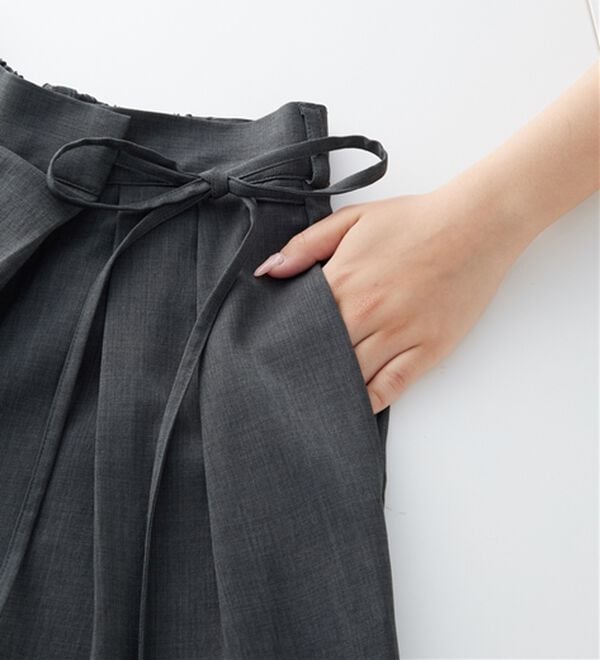 RANAN（ラナン）の「麻調2タックラップリボンパンツ（フルレングスパンツ）」｜詳細画像