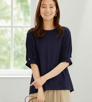 BELLUNA（ベルーナ）の「【接触冷感】涼感素材袖パールデザインプルオーバー（カットソー）」｜詳細画像