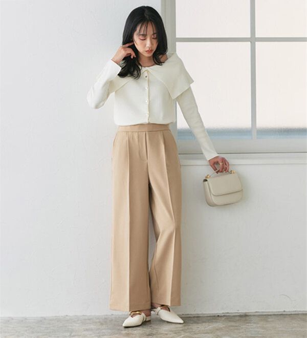 Pierrot（ピエロ）の「【選べる丈】楽ちんきれい高見えワイドパンツ（ワイドパンツ・ガウチョ）」｜詳細画像