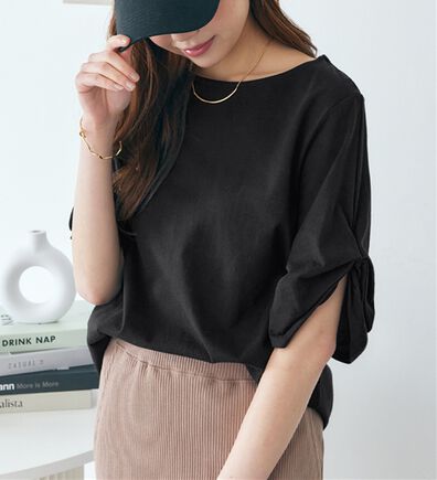 Viola e Viola（ヴィオラ エ ヴィオラ）の「綿１００％袖タックＴシャツ（Tシャツ）」