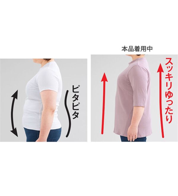 LAVIENNE（ラヴィエンヌ）の「綿１００％サイド切替スタンド衿Ｔシャツ（カットソー）」｜詳細画像