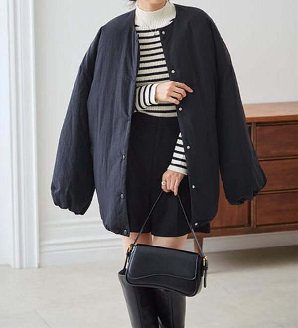 RANAN（ラナン）の「ノーカラーオーバーサイズ中わたブルゾン（ハーフコート）」｜詳細画像