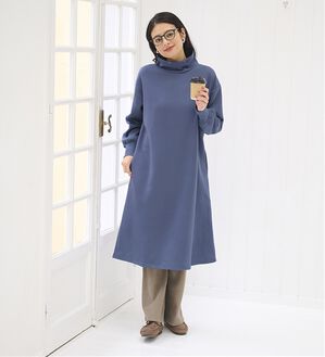 BELLUNA（ベルーナ）の「あったかキレイ！大人のこだわりワンピース（カットソーワンピース）」｜ブルー