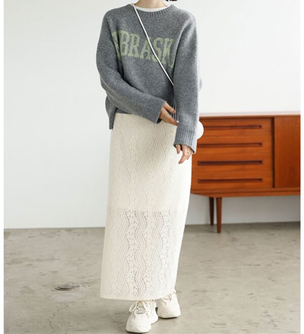 GeeRA（ジーラ）の「起毛レースタイトスカート（ロングスカート）」｜詳細画像