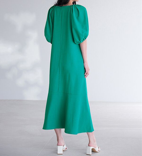 RANAN（ラナン）の「ひんやり！スクエアネックボリューム袖ワンピース（その他ワンピース）」｜詳細画像