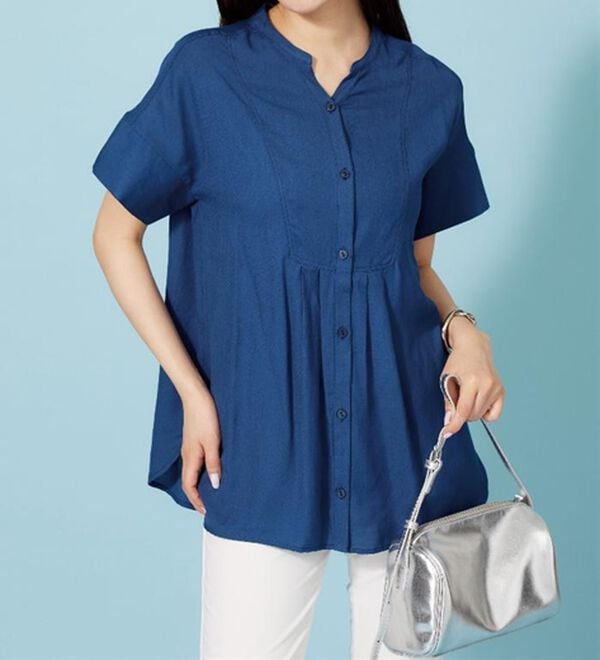 BELLUNA（ベルーナ）の「麻調素材タック使いシャツチュニック（ブラウス）」｜詳細画像