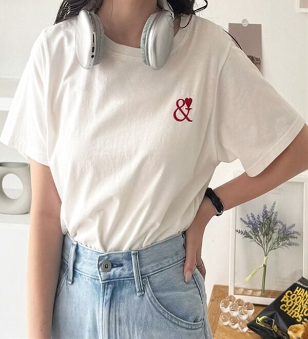 GeeRA（ジーラ）の「アンドハート刺しゅうＴシャツ（Tシャツ）」｜詳細画像