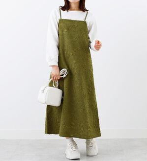 BELLUNA（ベルーナ）の「ジャカード素材ワンピースアンサンブル（その他ワンピース）」｜カーキ