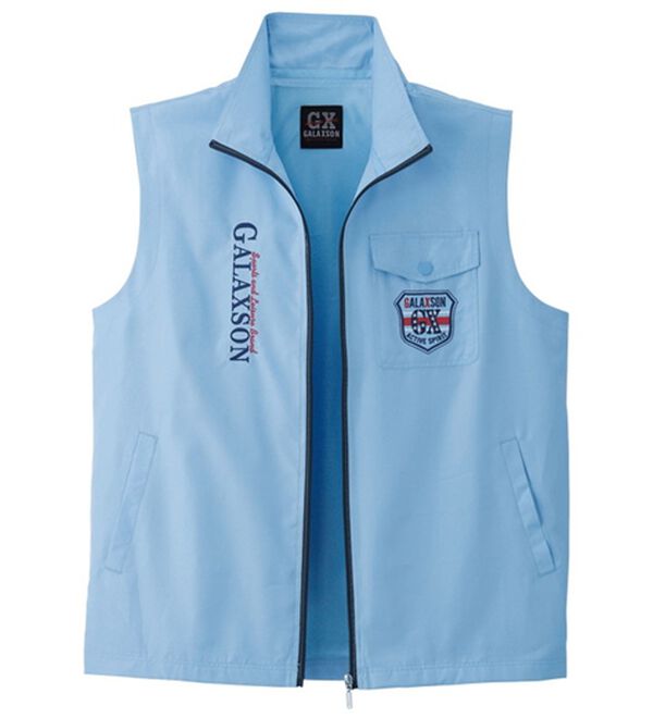 「ブランドデザイン裏メッシュベスト（メンズベスト）」｜サックス