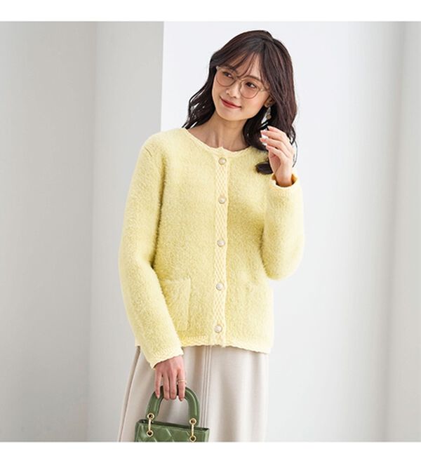 BELLUNA（ベルーナ）の「シャギーニット素材編地使いカーディガン（ニットカーディガン）」｜詳細画像