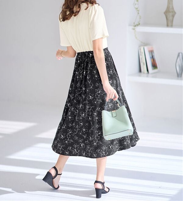 alotta（アロッタ）の「楽キレイ異素材ドッキングワンピース（ドッキングワンピース）」｜詳細画像