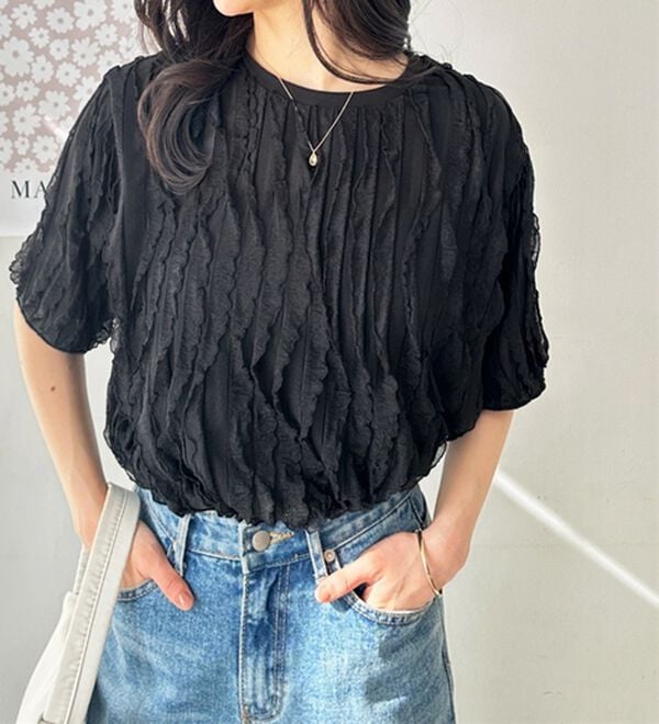 GeeRA（ジーラ）の「フリルカットソーＴシャツ（カットソー）」｜詳細画像