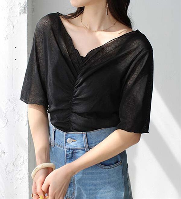 GeeRA（ジーラ）の「Ｖネックシャーリングカットソー（カットソー）」｜詳細画像