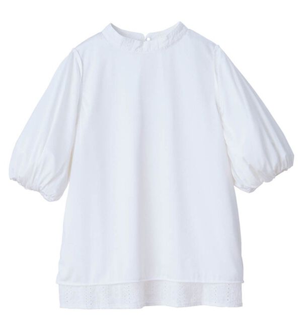 RANAN（ラナン）の「ひんやり！綿１００％ボリューム袖レースブラウス（ブラウス）」｜詳細画像