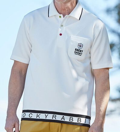 「【２色組】＜ロッキーラビット＞裾リブデザインポロシャツ（メンズポロシャツ）」