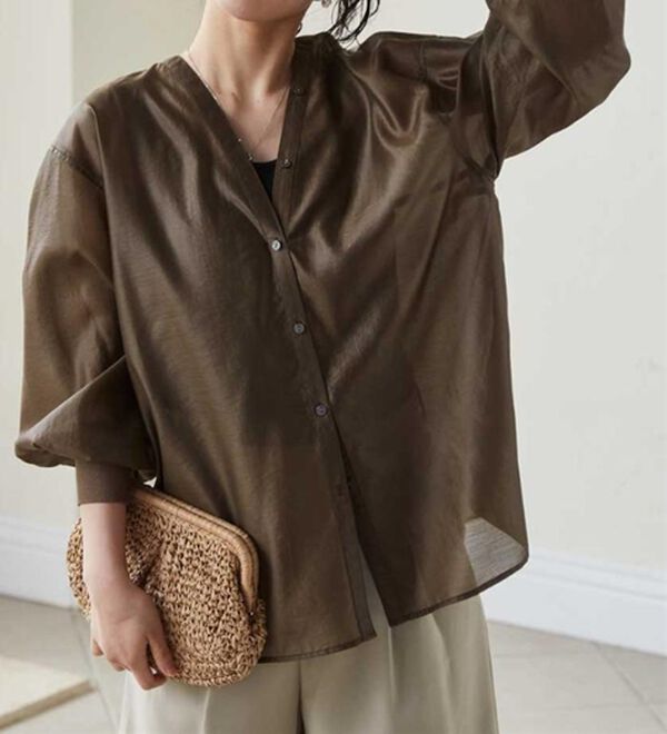 RANAN（ラナン）の「ディープVネックシアーシャツ（シャツ）」｜詳細画像