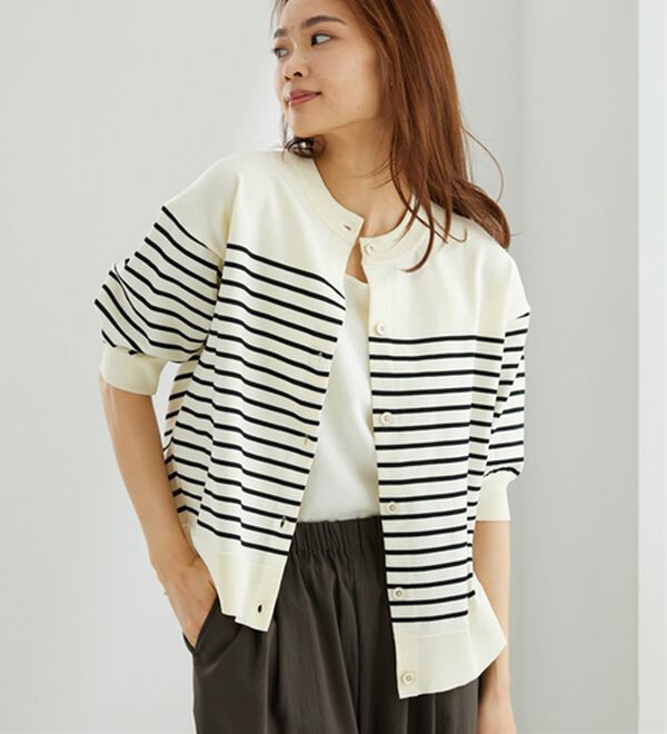 BELLUNA（ベルーナ）の「【快適Ｌａｂ．】洗える！軽い！５分袖ニットカーディガン（ニットカーディガン）」｜詳細画像